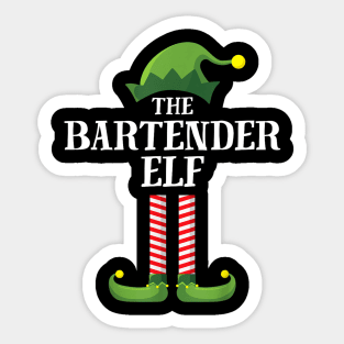 Bartender Elf Matching Family Group Christmas Party Sticker